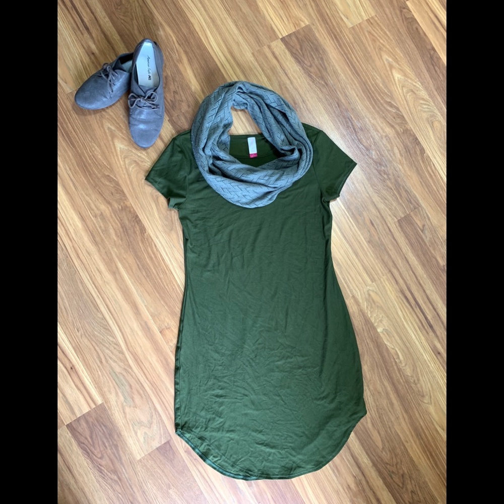 Olive green midi dress